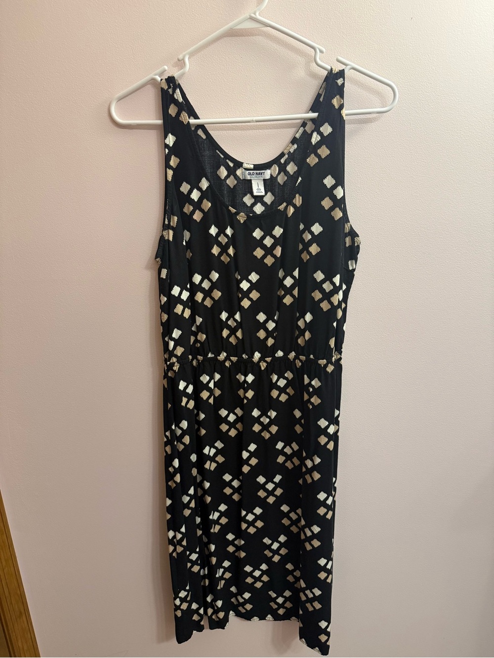 Old Navy Black Dress with Gold Geometric Print